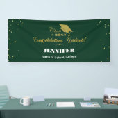 Stilvolle Green Gold Script Glückwunsch Abschluss Banner (Messe)