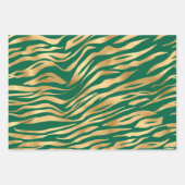Stilvolle Green & Gold Tiger Gesicht und Streifen  Geschenkpapier Set (Vorderseite)