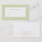 Stilvolle Green Lattice Salon Terminkarte (Vorne/Hinten)