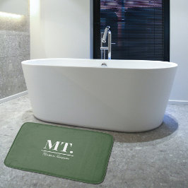 Stilvolle Green Modern Monogram Initials & Name Badematte