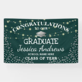 Stilvolle Green & Sliver Class 2025 Abschluss Banner (Horizontal)