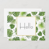 Stilvolle Green Tropical Blätter Muster Hallo Postkarte (Vorne/Hinten)