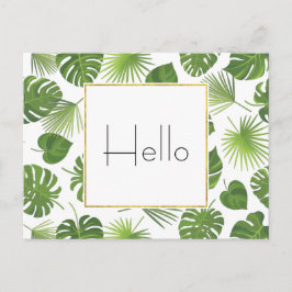 Stilvolle Green Tropical Blätter Muster Hallo Postkarte