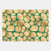 Stilvolle Green und Gold Safari Wild Animal Patter Geschenkpapier Set (Vorderseite 3)