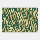 Stilvolle Green und Gold Safari Wild Animal Patter Geschenkpapier Set (Vorderseite 2)