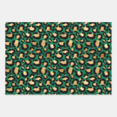 Stilvolle Green und Gold Safari Wild Animal Patter Geschenkpapier Set (Vorderseite)