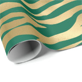 Stilvolle Green und Gold Wild Tiger Stripes Safari Geschenkpapier (Rolleneckpunkt)