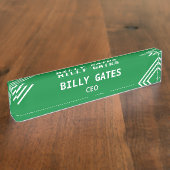 Stilvolle Green und White Desk Name Plate Namensplakette (Seite)