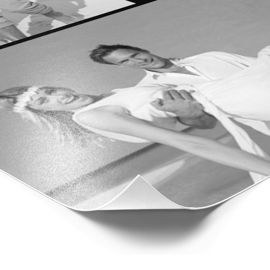 Stilvolle Grid Black Square Monogram 4 Foto Weddin (Ecke)