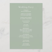 Stilvolle Grün Moderne Hochzeit Programm (Rückseite)
