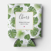 Stilvolle Grün-Tropen-Blätter-Muster Hochzeit Dosenkühler (Vorderseite)