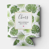 Stilvolle Grün-Tropen-Blätter-Muster Hochzeit Dosenkühler (Rückseite)