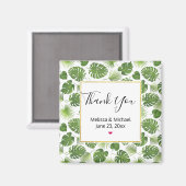 Stilvolle Grün-Tropen-Blätter-Muster Hochzeit Magnet (Vorderseite/Rückseite)