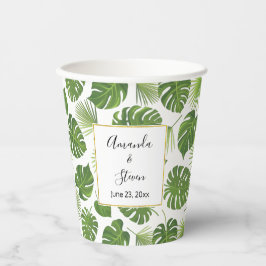 Stilvolle Grün-Tropen-Blätter-Muster Hochzeit Pappbecher