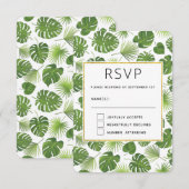Stilvolle Grün-Tropen-Blätter-Muster Hochzeit RSVP Karte (Vorne/Hinten)