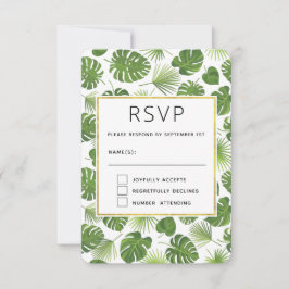 Stilvolle Grün-Tropen-Blätter-Muster Hochzeit RSVP Karte