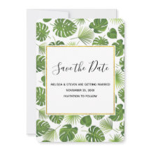 Stilvolle Grün-Tropen-Blätter-Muster Hochzeit