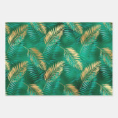 Stilvolle Grün- und Gold Tropical Dschungel Blätte Geschenkpapier Set (Vorderseite)