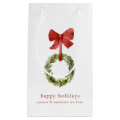 Stilvolle Grün Weihnachts-Wreath Red Bow Kleine Geschenktüte (Vorderseite)