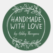 Stilvolle Grünanlage Handgefertigt mit Liebe Name  Runder Aufkleber (Vorderseite)