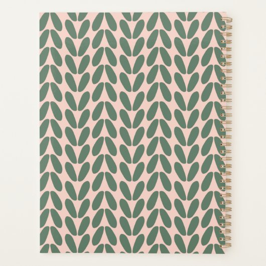 Stilvolle grüne Blätter Pastel Pink Planer (Rückseite)