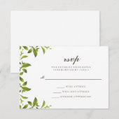 Stilvolle grüne botanische Blätter Hochzeit RSVP (Vorne/Hinten)