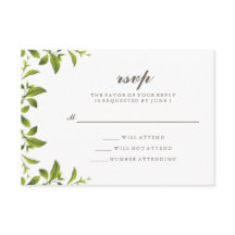 Stilvolle grüne botanische Blätter Hochzeit RSVP
