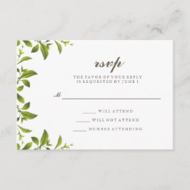 Stilvolle grüne botanische Blätter Hochzeit RSVP
