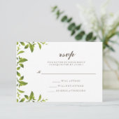 Stilvolle grüne botanische Blätter Hochzeit RSVP Karte (Stehend Vorderseite)