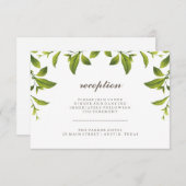 Stilvolle grüne botanische Blätter Hochzeitsempfan Begleitkarte (Vorne/Hinten)