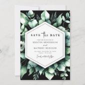 Stilvolle Grüne Eukalyptus Digital Wedding Save The Date (Vorderseite)