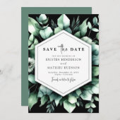 Stilvolle Grüne Eukalyptus Digital Wedding Save The Date (Vorne/Hinten)