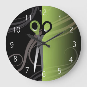 stilvolle grüne Friseursalonuhr Große Wanduhr