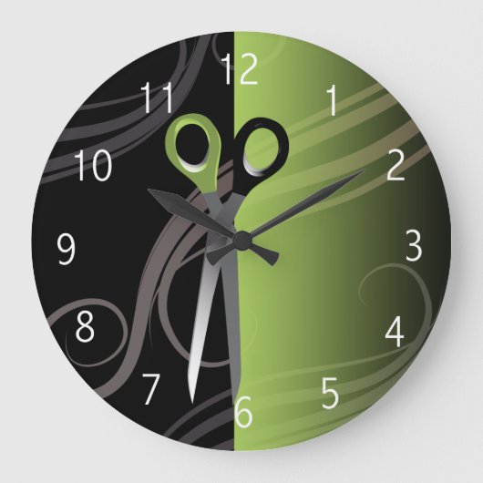 stilvolle grüne Friseuruhr Große Wanduhr (Vorderseite)