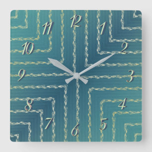 Stilvolle grüne geometrische Wandleuchte Quadratische Wanduhr