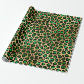 Stilvolle Grüne & Gold Foil Leopard Spots Safari Geschenkpapier (Ungerollt)