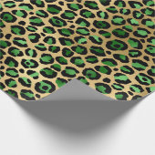 Stilvolle Grüne & Gold Foil Leopard Spots Safari Geschenkpapier (Ecke)