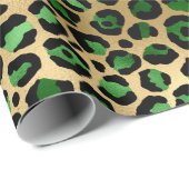 Stilvolle Grüne & Gold Foil Leopard Spots Safari Geschenkpapier (Rolleneckpunkt)