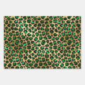 Stilvolle Grüne & Gold Foil Leopard Spots Safari Geschenkpapier Set (Vorderseite 2)