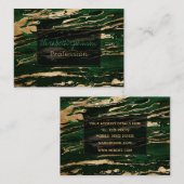 Stilvolle grüne goldene Abstrakte Marmor Visitenkarte (Vorne/Hinten)
