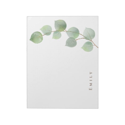 Stilvolle grüne Goldene Eukalyptus Leaf Notizblock (Rotiert)