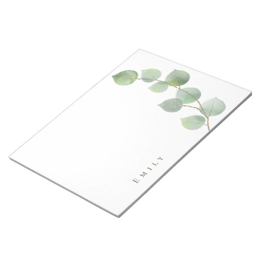Stilvolle grüne Goldene Eukalyptus Leaf Notizblock (angewinkelt)