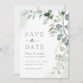 Stilvolle Grüne Hochzeit Retten Sie das Datum Einladung (Vorderseite)