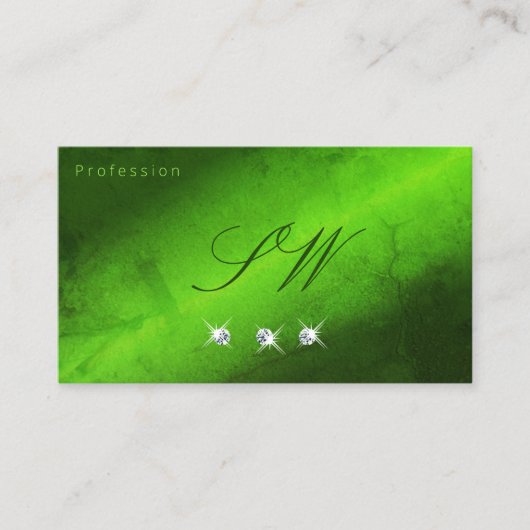 Stilvolle Grüne Karo-Karo-Initialen aus Marmor Visitenkarte (Vorderseite)
