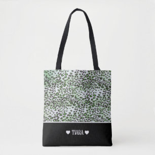 Stilvolle grüne Leopard und Schwarz Personalisiert Tasche