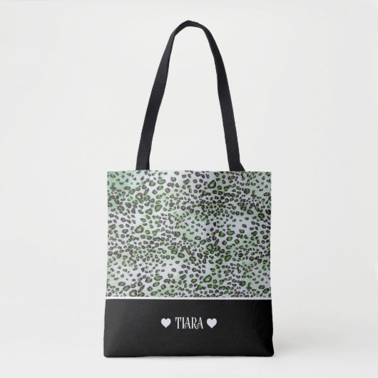 Stilvolle grüne Leopard und Schwarz Personalisiert Tasche (Vorderseite)