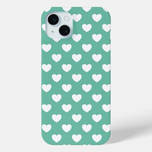Stilvolle, grüne Polka-Punkte-Muster mit Herz Case-Mate iPhone Hülle (Rückseite)