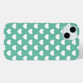 Stilvolle, grüne Polka-Punkte-Muster mit Herz Case-Mate iPhone Hülle (Rückseite (Horizontal))