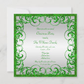 Stilvolle grüne Schnörkel & Wirbel Weihnachten Einladung (Rückseite)