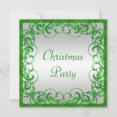 Stilvolle grüne Schnörkel & Wirbel Weihnachten Einladung (Vorderseite)